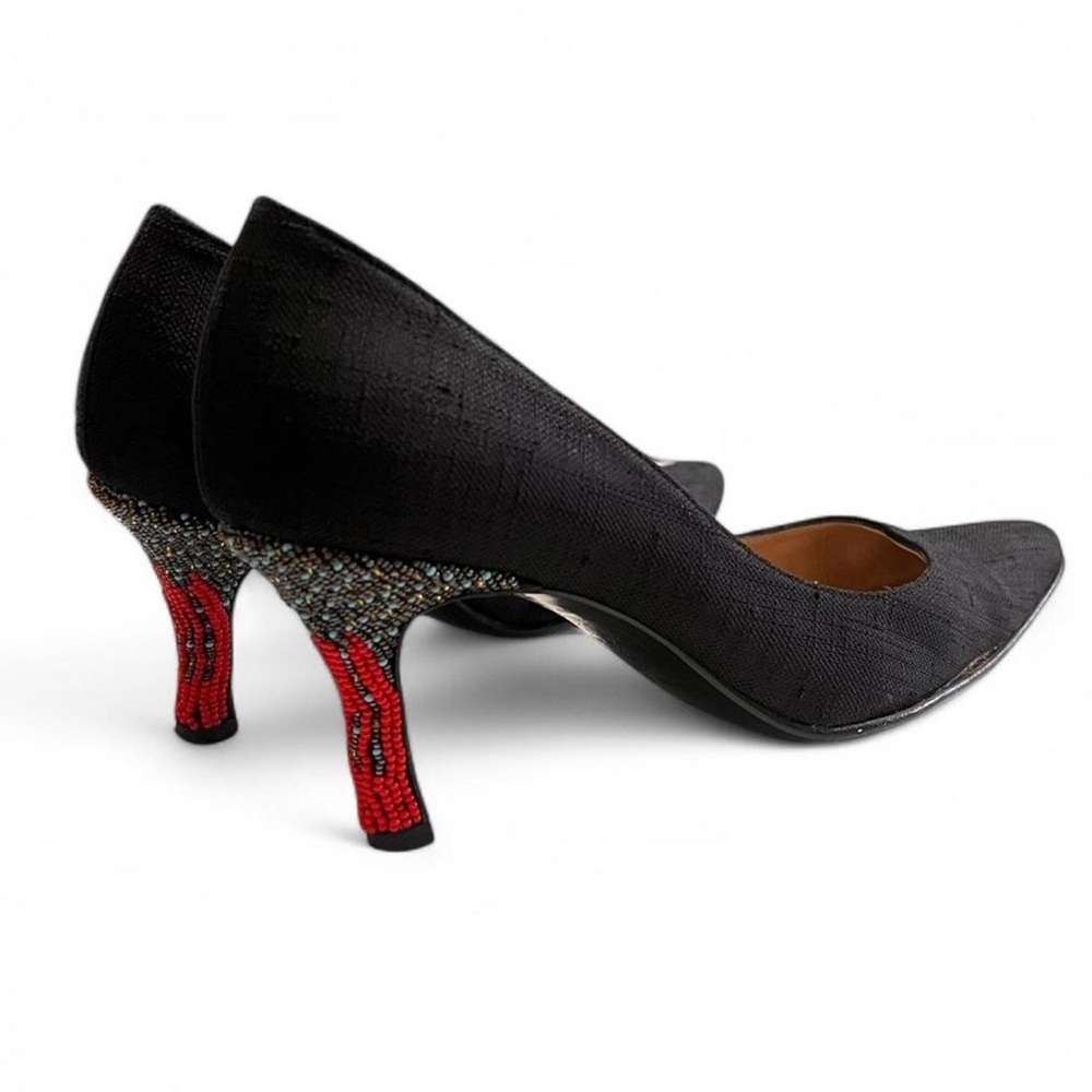 Gianni Versace Black Pumps with Beaded Accent Heels